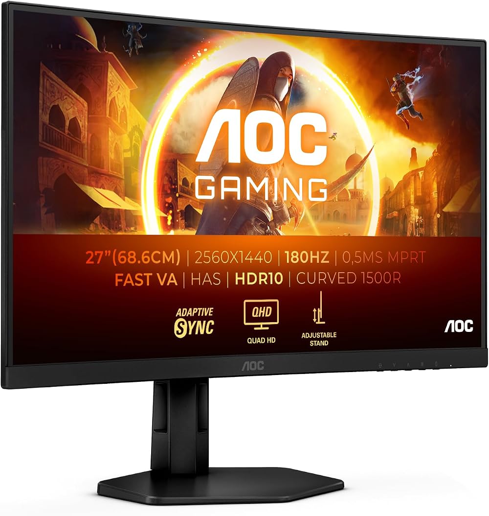 AOC CQ27G4X 27 Inch Curved Gaming Monitor 180 Hz QHD HDR10 FreeSync