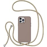 ZTOFERA for iPhone 14 Pro Max Case with Strap,Crossbody Phone Case with Adjustable Neck Shoulder Lanyard,Soft Silicone Shockproof Protective Phone Cover for iPhone 14 Pro Max 6.7 inch-Brown