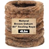 GliCraft 4 Pounds Brown Oakum Rope Caulking Natural Jute Fiber Hemp Rope | Cast Iron Radiator Pipe Insulation Oakum, Wood Floors Boats Cracks, pipe Insulation, Gap Filling Tight Sealing