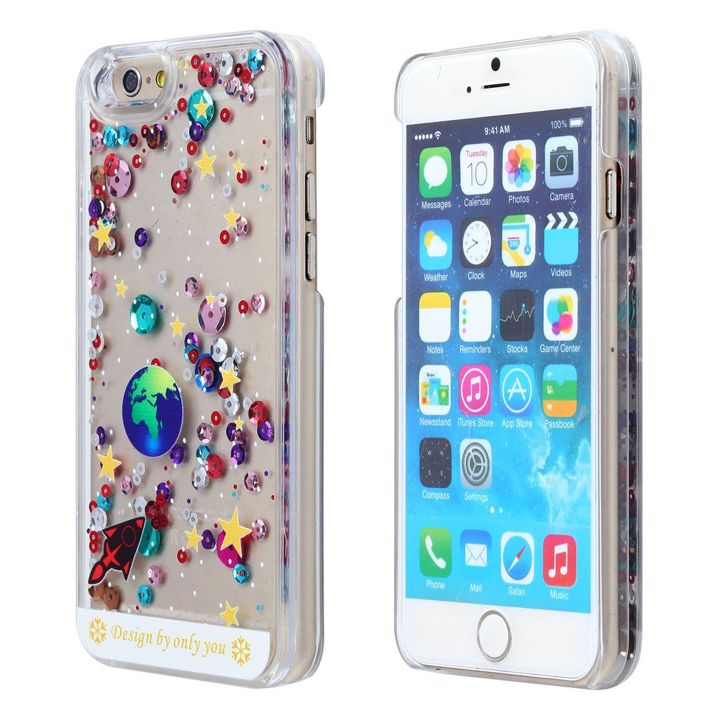 Yoption Liquid Case for iPhone 6 6s 4.7,Starry Sky Transparent Plastic 3D Glitter Creative Design Flowing Floating Glitter Sparkle Universe of Stars Hard Case Cover for iPhone 6 6s 4.7(White)