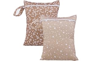 HAPPY FLUTE HappyFlute 2pcs Waterproof Bag Set - Cactus & Animal Pattern Wet/Dry Bag for Towels, Diapers, Swim & Beach Use, 10.2x14.4 inches