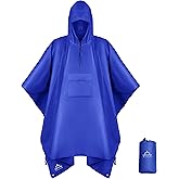 Coralrain Hooded Rain Poncho Lightweight Waterproof Unisex Raincoat Jacket with Pocket for Men Women Adult
