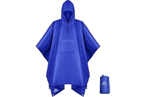 Coralrain Hooded Rain Poncho Lightweight Waterproof Unisex Raincoat Jacket with Pocket for Men Women Adult