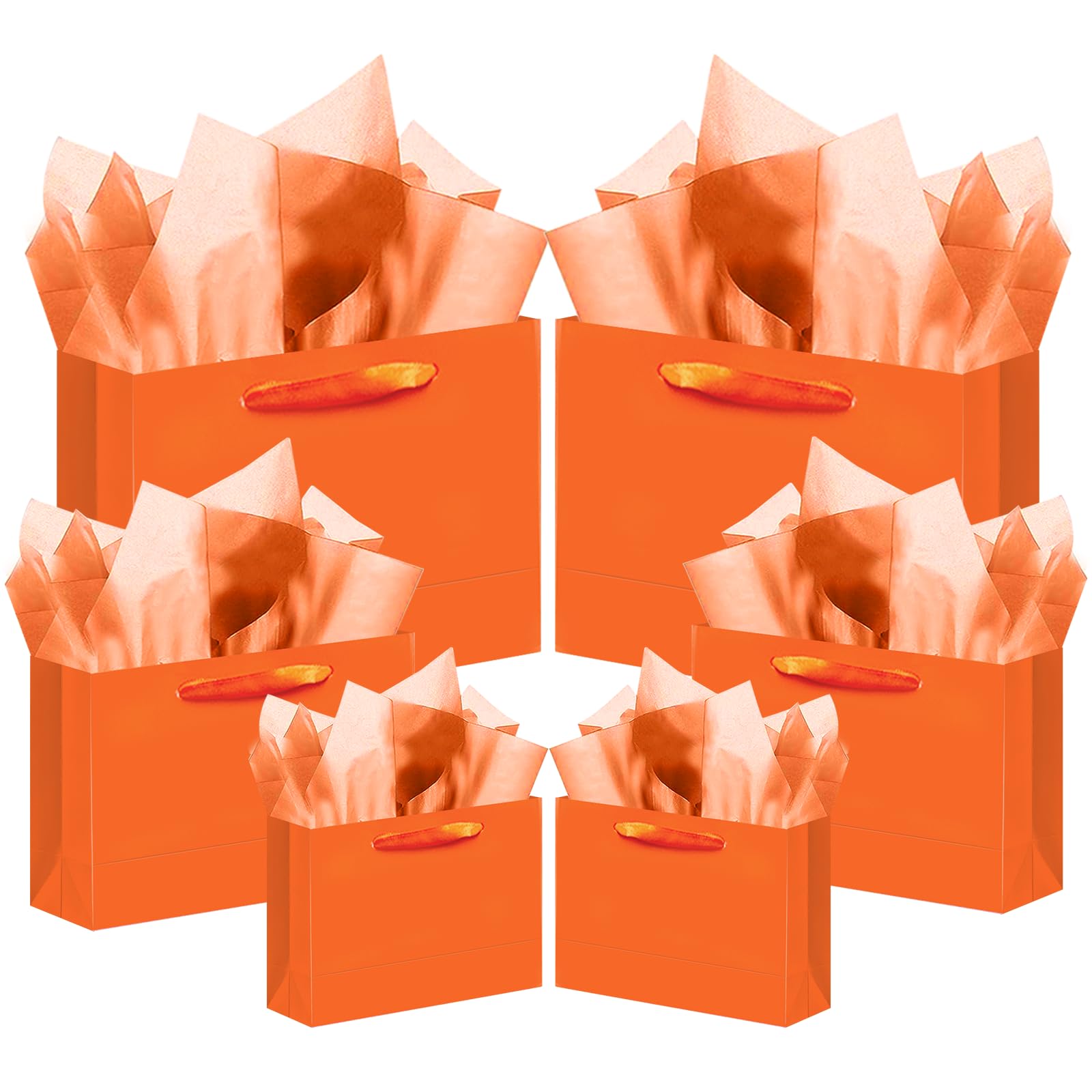Photo 1 of **INCOMPLETE, SEE LIVE PHOTO** qiqee 10PCS Bright Orange Gift Bags with Ribbon Handles Mulit Assorted Sizes Gift Wide Bags (2pcs Large 13", 4pcs Medium 9.6", 4pcs Small 6.3"?22pcs Tissue Paper)