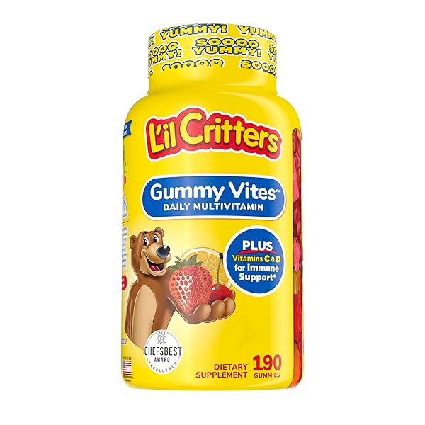 L’IL CRITTERS GUMMY VITES DAILY KIDS GUMMY MULTIVITAMINS ASSORTED FRUIT FLAVORS FOR AGES 2+ TODDLERS & KIDS, GUMMY VITAMIN WITH VITAMIN C AND D, 95-190 DAY SUPPLY, 190 GUMMIES