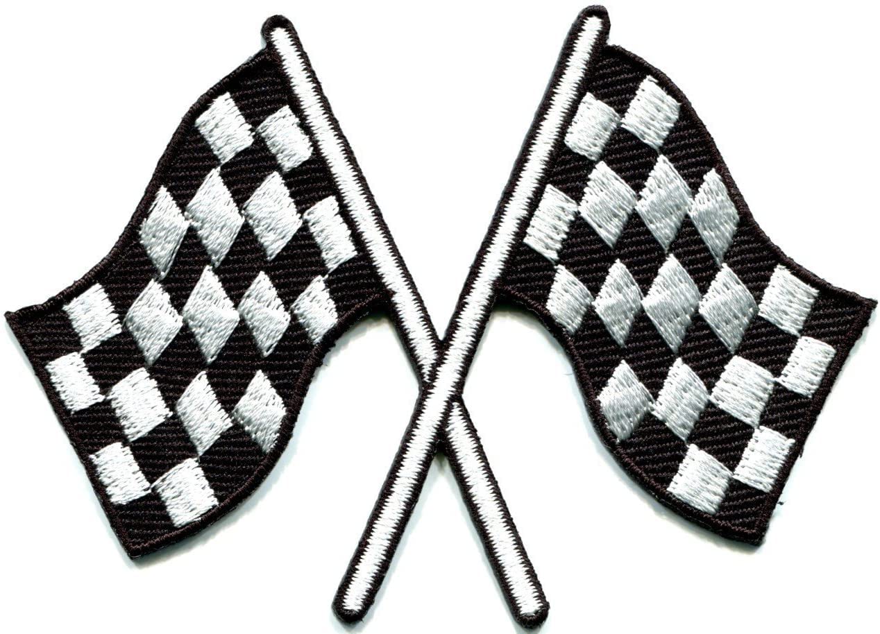 Photo 1 of Checkered Flag Chequered auto car Racing Rockabilly Embroidered Iron on Patch Applique Motorcycle Biker Racing Jacket
