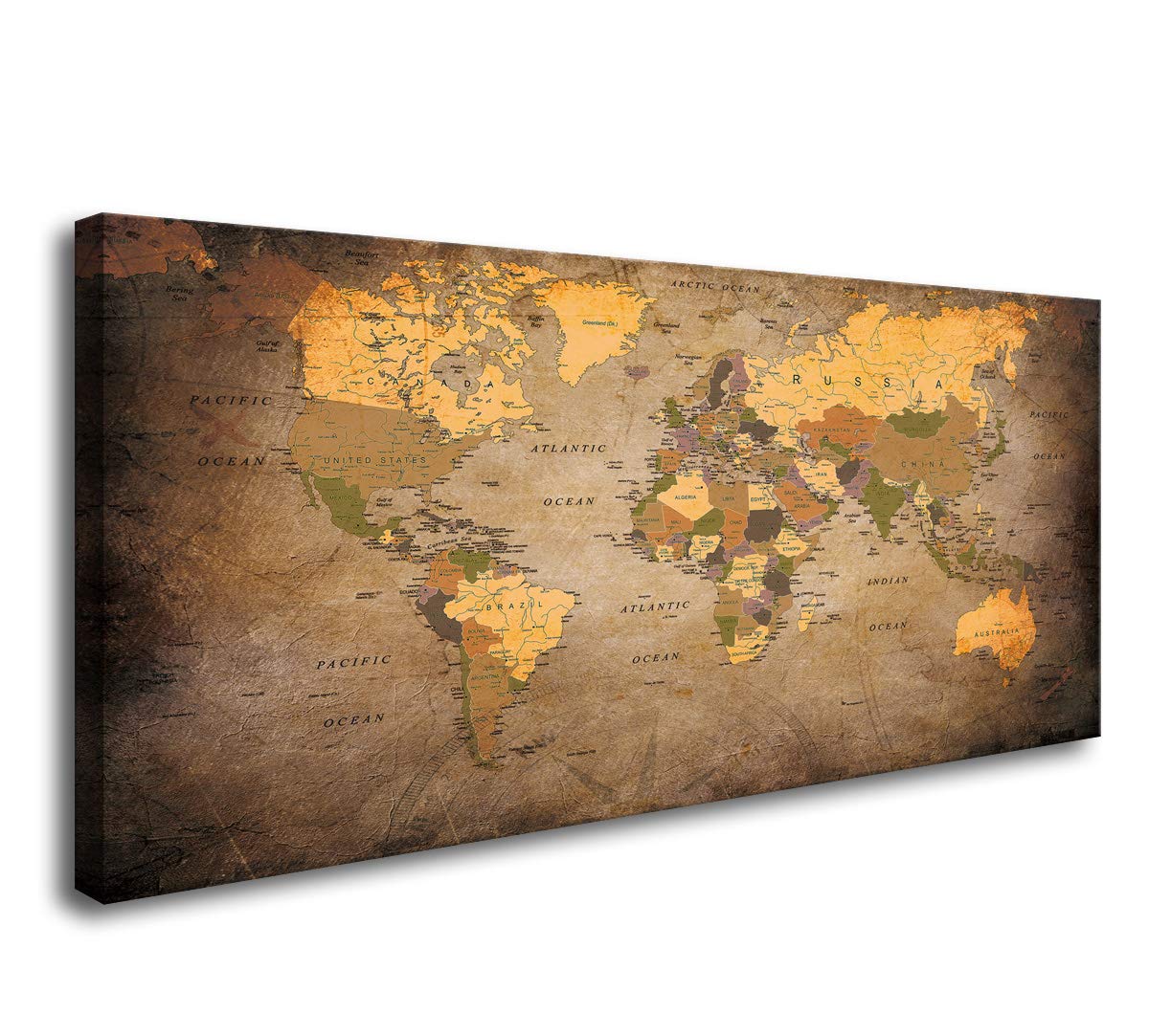 View 1 of Baisuwallart- 1 Piece Vintage World Map Canvas Prints Wall Art- Ready to Hang - Home Office Decor Picture Prints for Living Room Bedroom Abstract Painting Artwork 30x60inches x1pcs