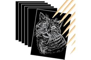 Ysglory Scratchboard Paper, 30 Pieces Black Scratch Off Art Paper Set Kids Adults Black Coated Scratchboard Craft Kits Scratch Painting Note for DIY Gifts Birthday Party Supplies