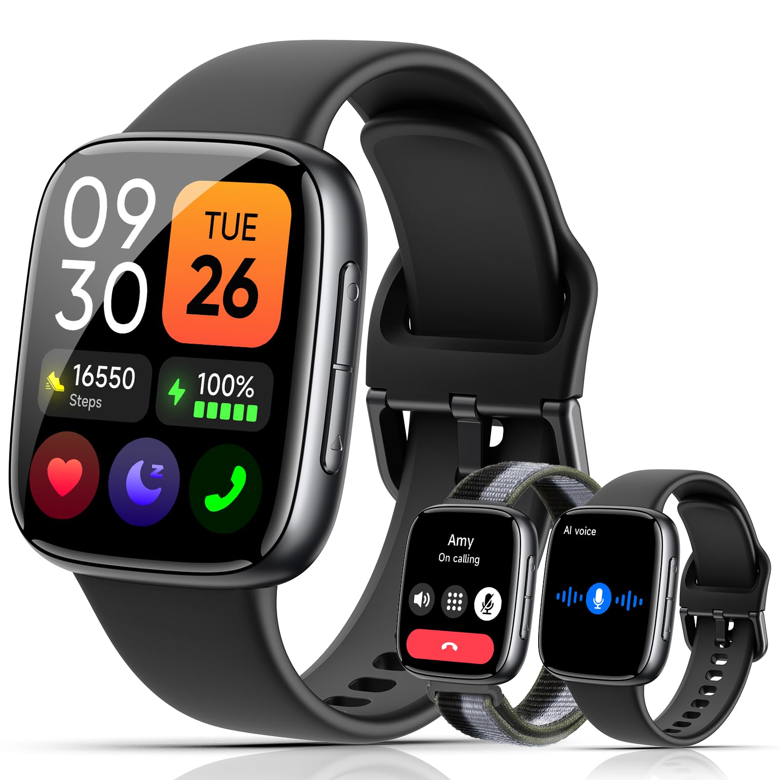 Latest Smart Watches for Women & Men - Performance Upgraded, 1.85-inch AMOLED HD Display (390x450), 12-Day Battery Life, 3ATM Waterproof (50m), Call , Health Monitoring, Fitness Tracking Smart Watch