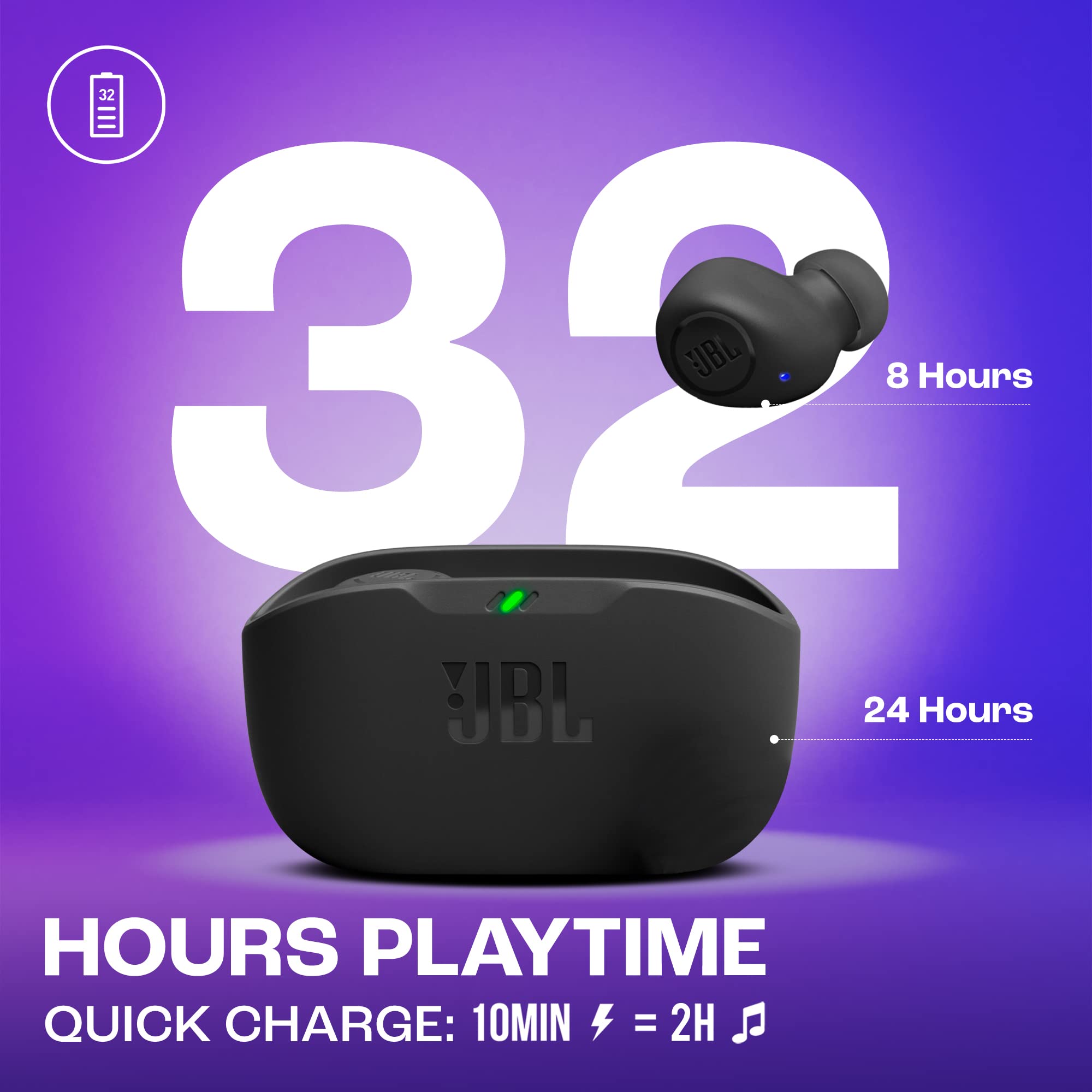 JBL Wave Buds – Kabellose In-Ear Ohrhörer mit IP54 und IPX2 Wasserdichtigkeit – Kraftvoller Bass und 32 Stunden Akkulaufzeit – Schwarz 5