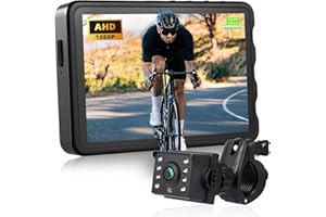 Fitense Bike Camera with 10000mAh Rechargeable Battery 360° Rotation 5'' HD 1080P Display - Color & B&W Night Vision 130° Precise Wide-Angle View Bike Rear View Camera for Bicycle, Mountain, Road Bike