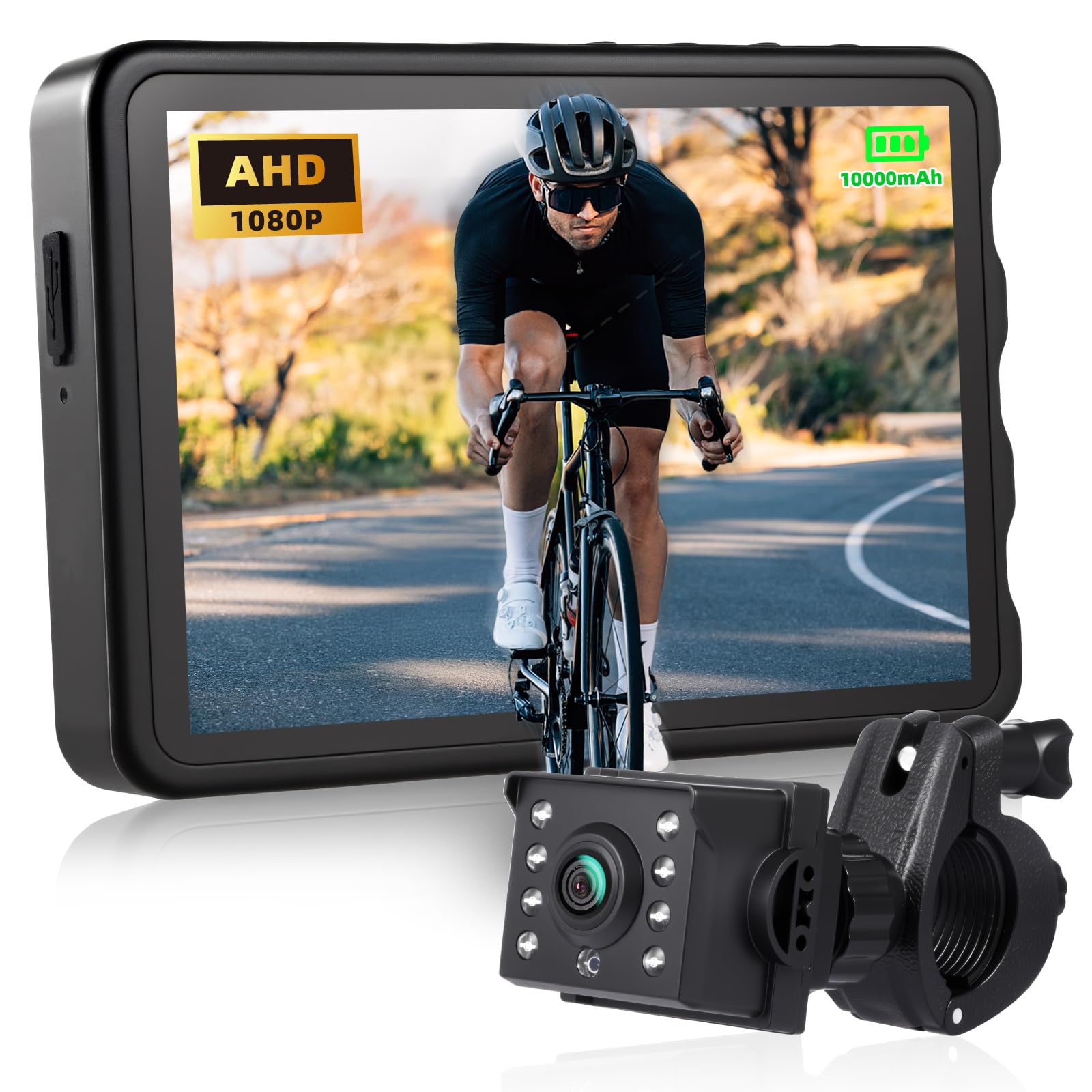 Photo 1 of Fitense Bike Camera with 10000mAh Rechargeable Battery 360° Rotation 5'' HD 1080P Display - Color & B&W Night Vision 130° Precise Wide-Angle View Bike Rear View Camera for Bicycle, Mountain, Road Bike