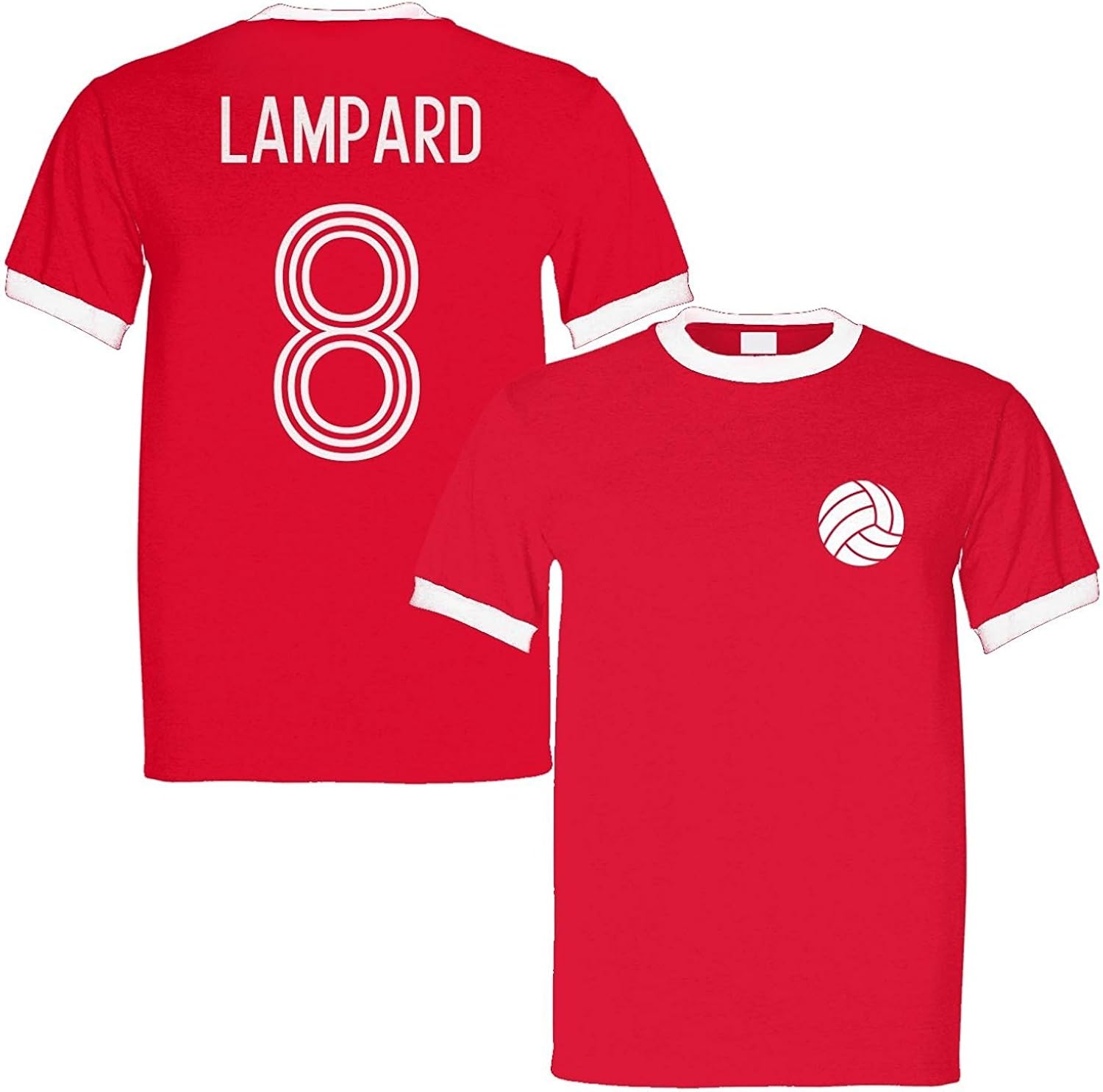 Sporting Empire Frank Lampard 8 England Legend Ringer Retro T-Shirt Red/White: Amazon.co.uk 