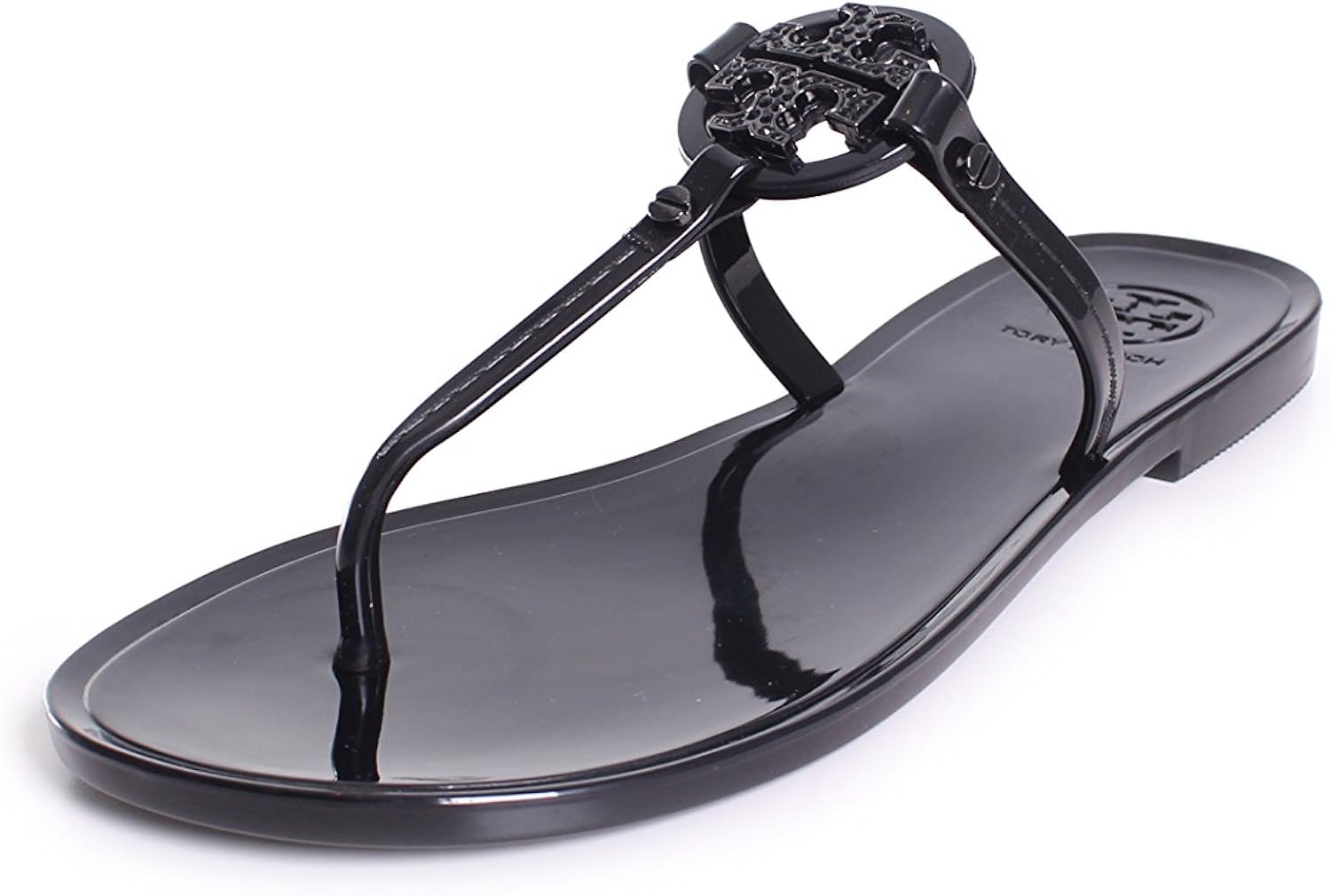 Amazon.com | Tory Burch Women's Mini Miller Jelly Thong w/Crystals, Black, 7 M | Sandals