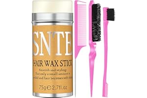 SAMNYTE Hair Grooming Kit: Wax Stick for Flyaways, Slick Back Brush, Rat Tail Comb, Bristle Brush Set - Tames Frizz & Controls Baby Hair