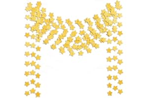 TTSAM 6 Pcs Gold Glitter Star Paper Garland Twinkle Bunting Banner Hanging Decorations for Christmas Birthday Party Golden Sparkling Stars for Bridal Showers Wedding Baby Shower Holiday Supplies (50 Feet)
