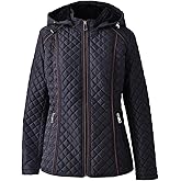 Pallivare Women's Lightweight Quilted Puffer Jacket Padded Zip Warm Coat Detachable Hooded for Spring and Winter