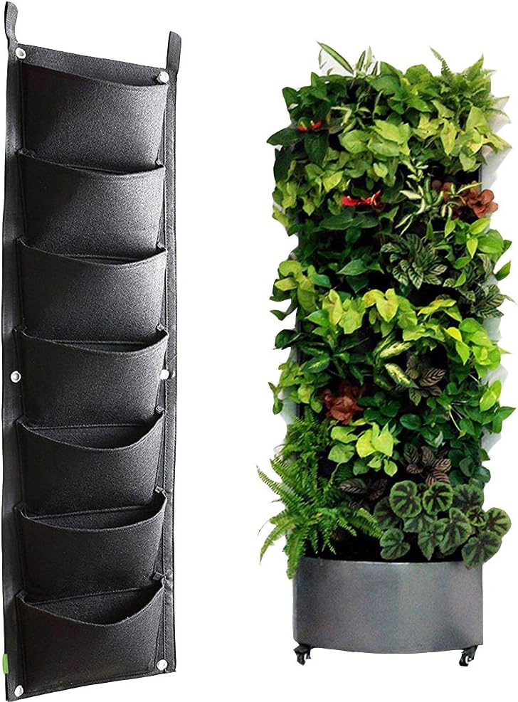 Vertical Planter Wall/ Hanging Indoor/Outdoor, Wall Mounted Plant Grow Bag, 4/ 7 Pockets for Herbs/ Vegetables / Flowers