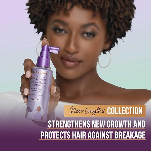 PANTENE GOLD SERIES NEW LENGTHS SCALP REVITALIZING TREATMENT, 4.2 FL OZ �� SCALP TREATMENT INFUSED WITH GREEN TEA, MOISTURIZES, STRENGTHENS AND PROTECTS FROM THE ROOT FOR VISIBLY LONGER HAIR