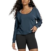 ODODOS Women's Modal Soft-Breezy Wide Scoop Neck Pullover Oversized Long Sleeve Sweatshirts