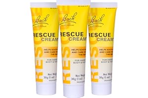 Bach Rescue Cream, Hydrating Skincare for Hands, Body and Face, Shea Butter, Homeopathic Stress Relief Flower Essences, Fragrance-Free, Paraben-Free, 3 Pack, 30g Ea