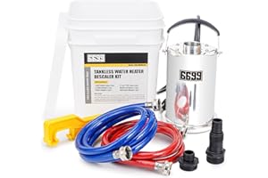 6699 Tankless Water Heater Flushing Kit Includes 1/4HP Stainless Steel Pump with Two Adapters & 3 Gallons Pail with Bucket Lid Opener & Two 1/2” Dia X 6’ PVC Hoses with Washers