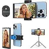 5" Selfie Monitor Screen for iPhone, Back Camera Selfie Monitor with Low Latency HD Screen - Portable Phone Vlog Monitor w/Bluetooth Remote, Perfect for Content Creators on TikTok YouTube (Black)