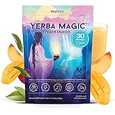 Yerba Magic – Yerba Mate Tea Instant Powder Super Drink with Nootropics, Prebiotics & Probiotics – Clean Energy, Mental Clarity & Gut Wellness | Low Sugar, Natural Caffeine – Peach Mango, 30 Servings