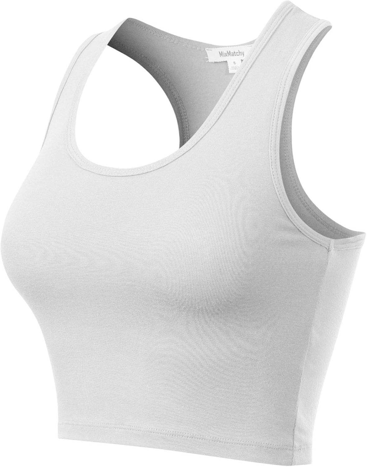 MixMatchy Women's Cotton Basic Sleeveless Racerback Sports Crop Tank Top at  Women’s Clothing store