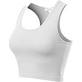 MixMatchy Women's Casual Basic Sports Crop Tank Tops Racerback Running Yoga Tanks Cotton Sleeveless Gym Shirts