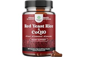 NATURES CRAFT Red Yeast Rice with CoQ10 Supplement - Advanced Healthy Heart & Healthy Cholesterol Levels Formula for Men & Women - Extra Strength Capsule with Red Yeast Rice 1200 mg Capsules with CoQ10 - 120 Count