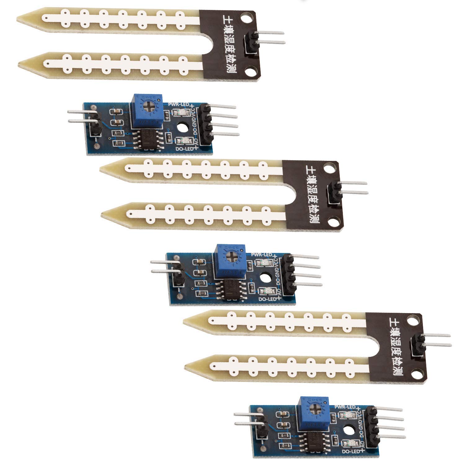 AZDelivery 3 x Soil Moisture Sensor Hygrometer Humidity Detection Module Kit, Comparator Board F2F Jumper Cable 3.3V 5V Watering System compatible with Arduino Including E-Book!