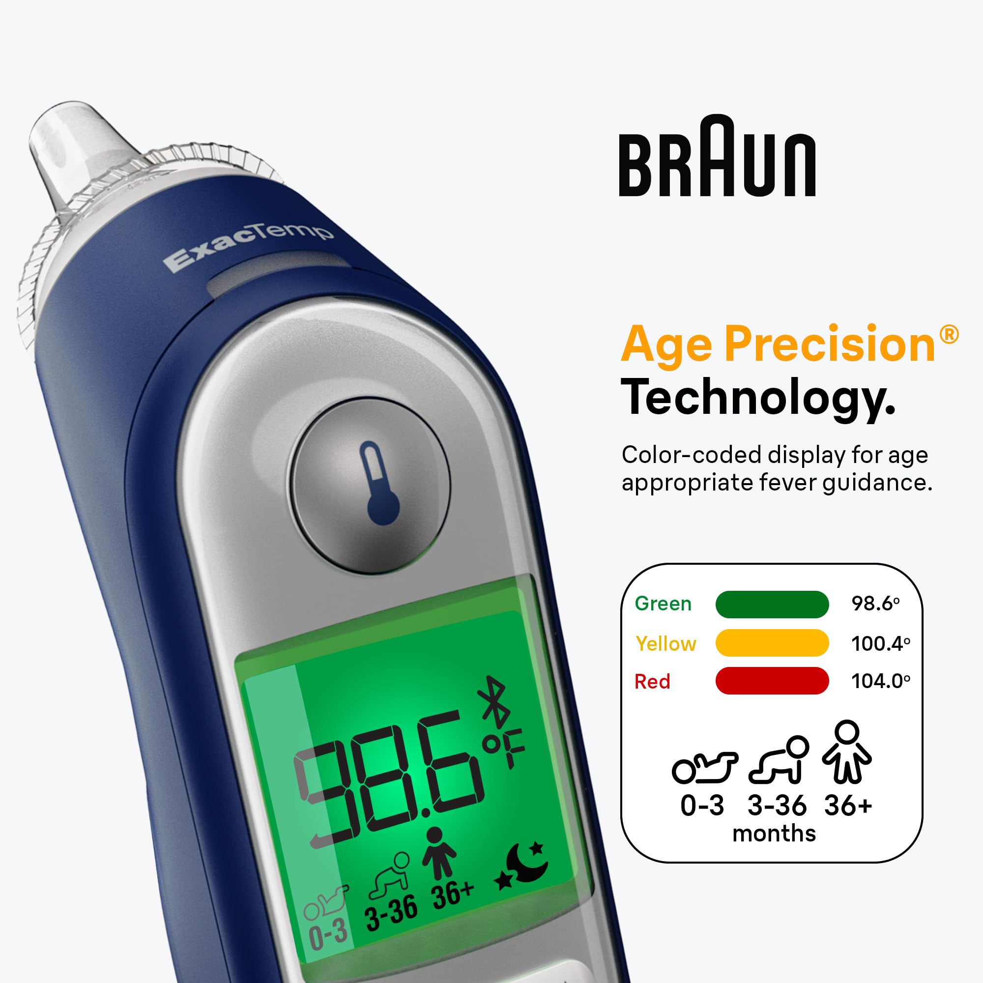 Braun ThermoScan 7+ Connect Digital Ear Thermometer - Family Care App Compatible, Age Precision Technology, Color-Coded Display, No. 1 Brand Recommended by Pediatricians