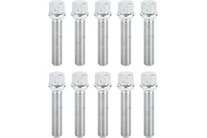 TUCKBOLD M14x1.5mm Ball Seat Wheel Lug Bolt for Volkswagen 19mm Hex 60mm Shank Length Sturdy | Extended Bolts Silver Tone 10 