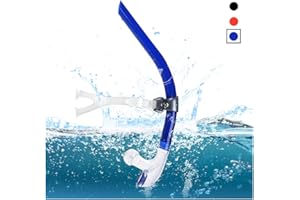 Swim Snorkel, One-Way Purge Valve Swimmers Snorkel for Lap Swimming Training Snorkeling, Front Mounted Training Gear with Com