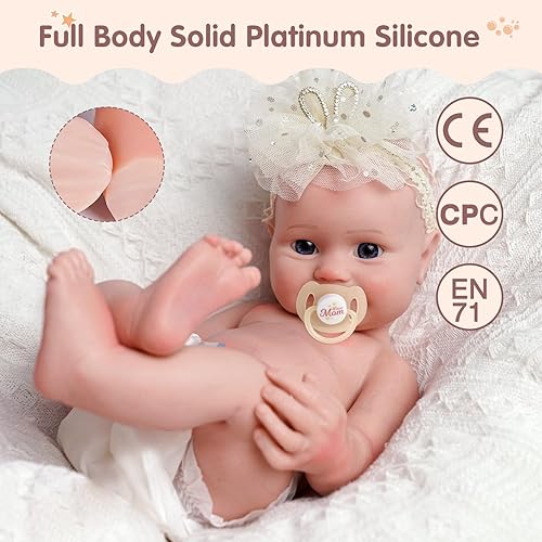 JIZHI Silicone Baby Doll -16 Inch (Weight Lb) Reborn Baby Dolls Silicone  Full Body Soft Realistic-Weighted P