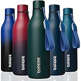 BJPKPK Insulated Water Bottles, 25 oz Stainless Steel Metal Water Bottle with Strap, BPA Free Leak Proof Jugs, Mugs, Flasks, Reusable Thermal Flasks for Sports & Travel, Army Green