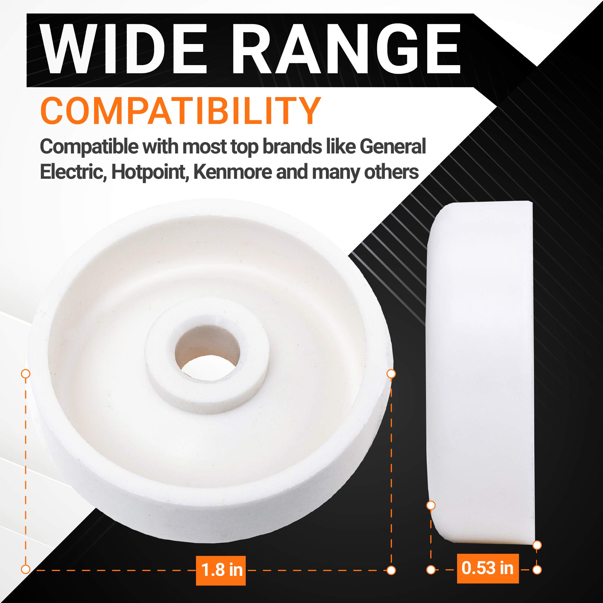 BlueStars WD35X21038 Dishwasher Lower Rack Wheel and Stud - Compatible with GE Kenmore Dishwashers - Easy to Install - Replaces WD12X10267 PS11726733 AP59863653 - PACK OF 8