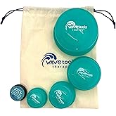 Glide Sport Cupping Set of 4 Clear Teal Medical Grade Silicone Mushroom Cups in Cotton Bag Ideal for Massage, myofascial Release, Circulation, Athletic Recovery and Scars.