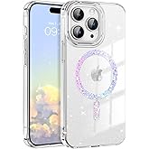 DOMAVER for iPhone 14 Pro Max Case [Compatible with MagSafe] Magnetic Clear Glitter Bling Sparkle Soft Protective Cover for iPhone 14 Pro Max-Clear