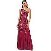 Adrianna Papell Womens Beaded Mesh Long Dress