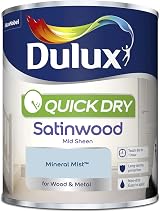 Dulux Quick Dry Satinwood Paint 750ml Mineral Mist Wood Metal Water Based No view 2
