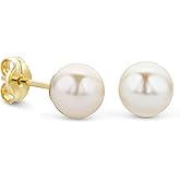 Orovi 14K / 10K Gold Freshwater Pearl Stud Earrings – Classic Real Pearl Earrings for Women – Timeless & Elegant Jewelry – Perfect for Anniversary, Birthday, Wedding - Jewelry for Women