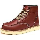 ZPPORDMR Men's Fashion British Style Leather Work Boots Slip Resistant Shock Absorbing Full Grain Leather High Top Leather Boots Industrial Construction, Roofing, Electricians