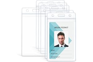 Pawfly 6 Pack Vertical ID Card Badge Holder Waterproof Clear Card Sleeve Case Cover Heavy Duty Card Protector Pouch with Rese