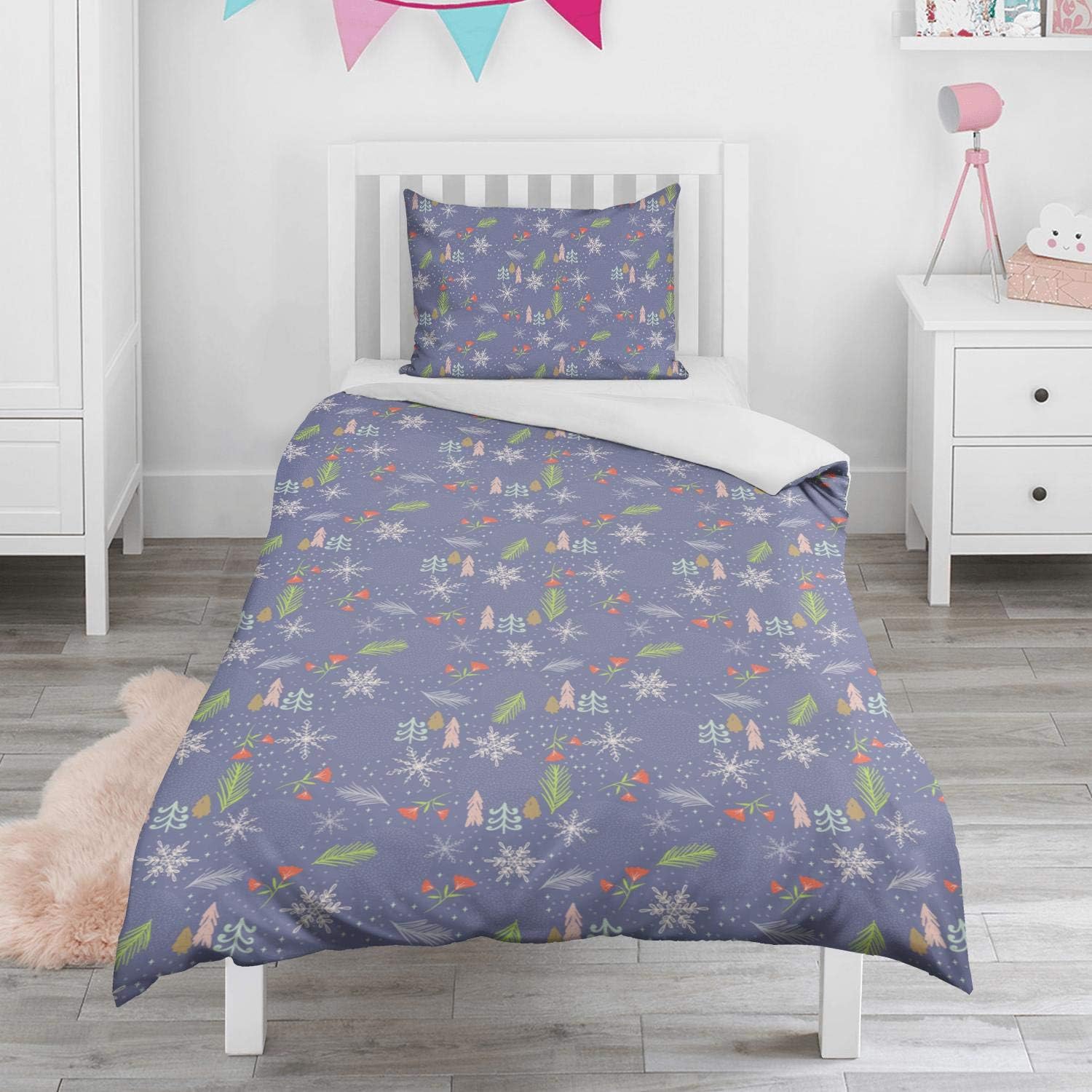 Christmas Flowers Pattern Purple,2 Piece Microfiber Toddler