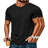 DOWMQ 3 Pack Cotton T Shirts for Men Short Sleeve Mens Pocket T Shirts | Crew Neck T-Shirts, Breathable, Curved Hem, Perfect for Daily Wear, Dating, Working, Parties, Travels and Outdoor