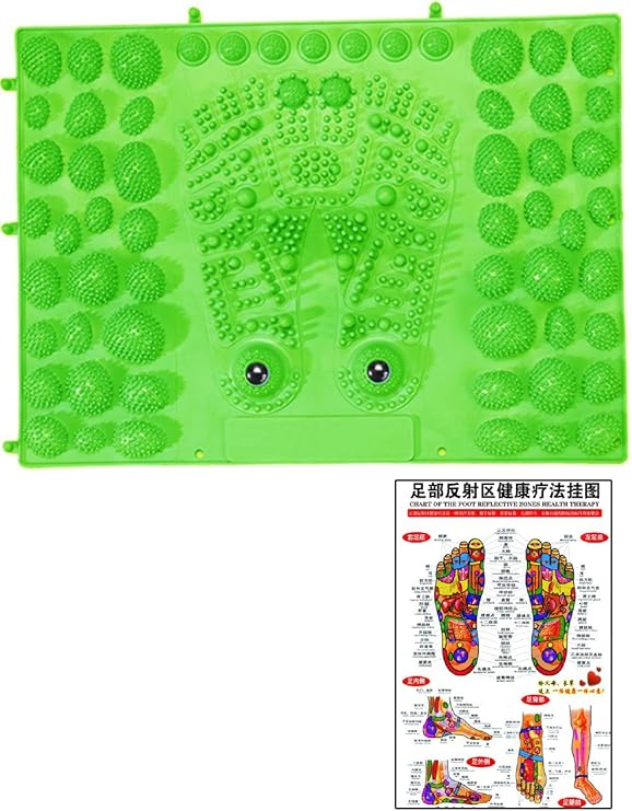 Amazon Co Jp Pomaikai 足型 足ツボ 健康 マット ダイエット 足裏マッサージ 反射区 マップ セット グリーン ホーム キッチン