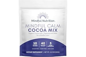 Mindful Nutrition Mindful Calm Sugar Free Hot Chocolate Mix - 40 Servings - Anti-Stress Drink Mix Powder Sleepy Cocoa Nighttime Relaxation Natural Sleep Aid