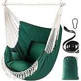 Chihee Hammock Chair Hanging Swing Max 500 Lbs 2 Cushions Included Metal Spreader Bar with Anti-Slip Grooves Portable Hanging Chair Side Pocket Large Macrame Bohemian Chair Indoor Outdoor